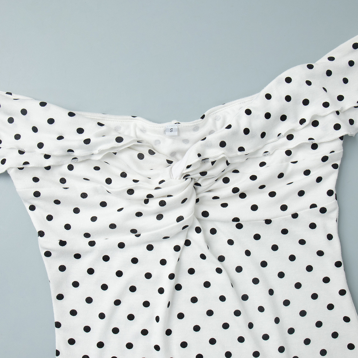 Women's Polka Dot Skirt Set Off-Shoulder Top & Pleated Midi Skirt Summer New Arrival_ecoleips.com