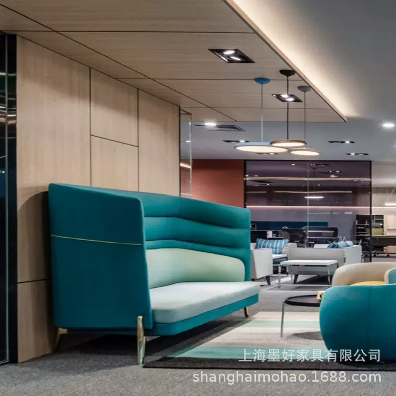 商务公共空间高背沙发接待隐私会客围合卡座设计师款高屏风沙发