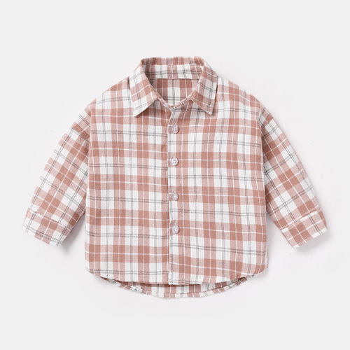 Baby Shirt for Boys - Spring and Autumn Infant Check Collar Shirt - Children's Stylish Long-Sleeve Cotton Autumn Outfit - New Trendy
