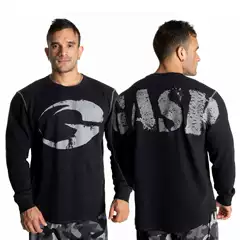 Autumn and winter GASP Sports plus size bodybuilding fitness training warm breathable waffle double-sided European and American base long sleeve New