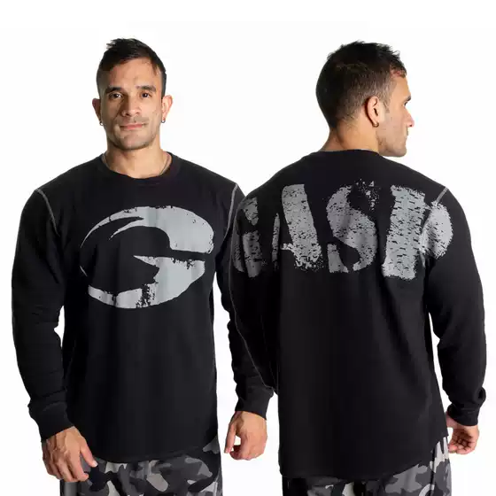 Autumn and winter GASP Sports plus size bodybuilding fitness training warm breathable waffle double-sided European and American base long sleeve New