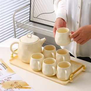 Light Luxury Ceramic Water Cup Household Living Room Tea Cup Tea Set Housewarming New House Cup Kettle Cup High-end Water Set