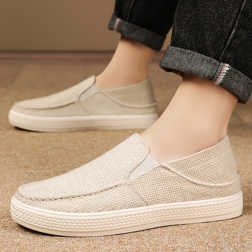 Low-top casual summer comfort slip-on shoes for men, mesh surface, breathable, Old Beijing style cloth shoes for men