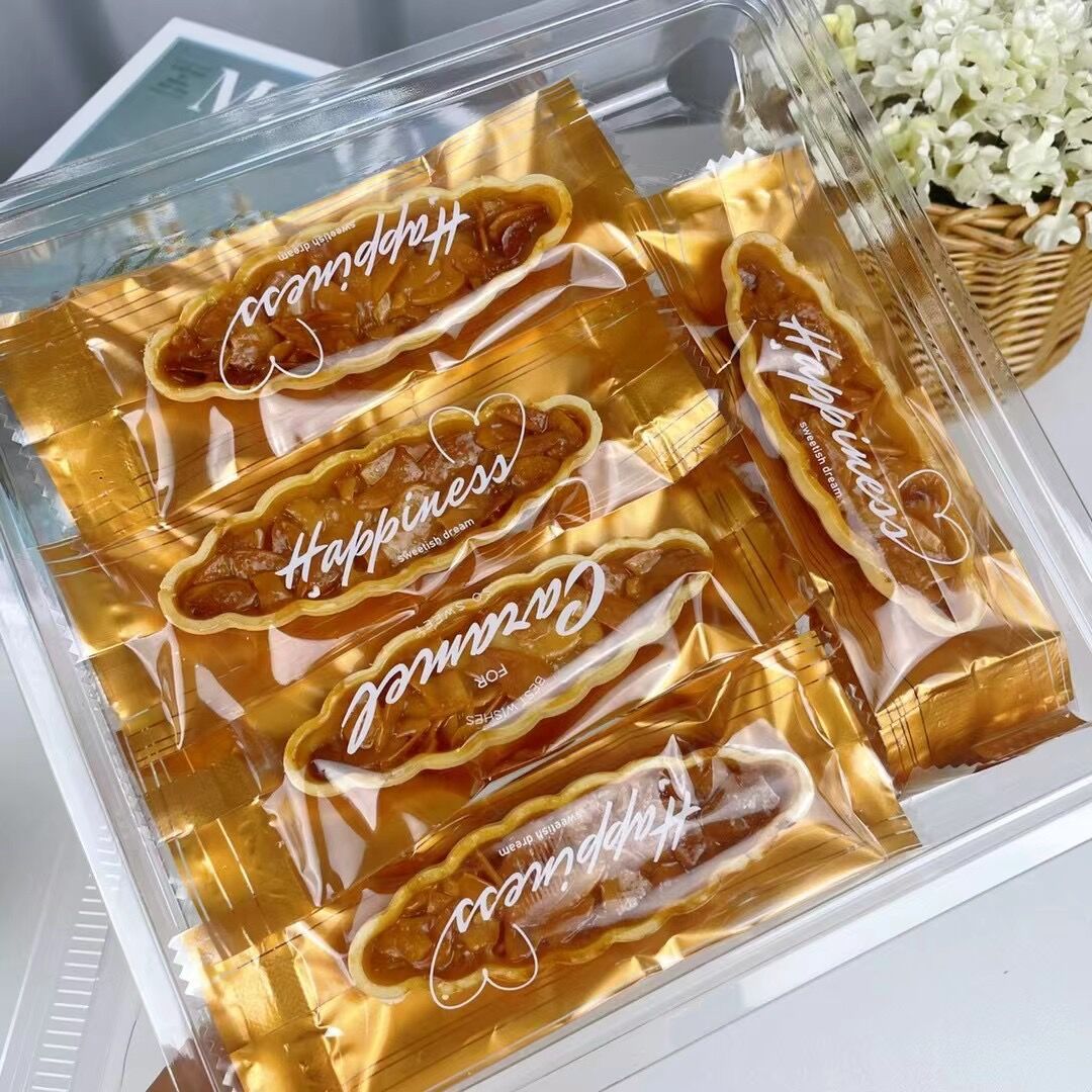 年货焦糖杏仁小叶酥坚果脆网红糯米小船杏仁小船酥薄脆饼盒装80g