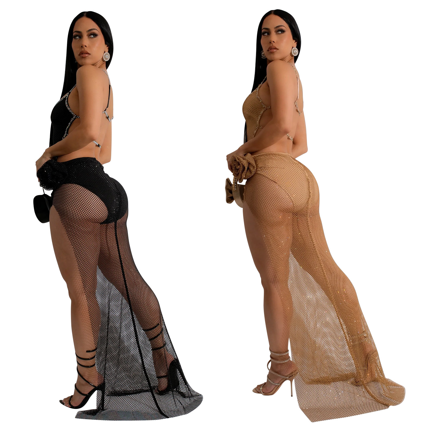 C6903 Aliexpress transfronterizo Amazon Europa y América ropa de moda de mujer de color sólido irregular vestido de mujer image 5