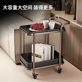 餐厅小推车不锈钢服务车家用酒水车沙发边几轻奢储物车零散小茶车