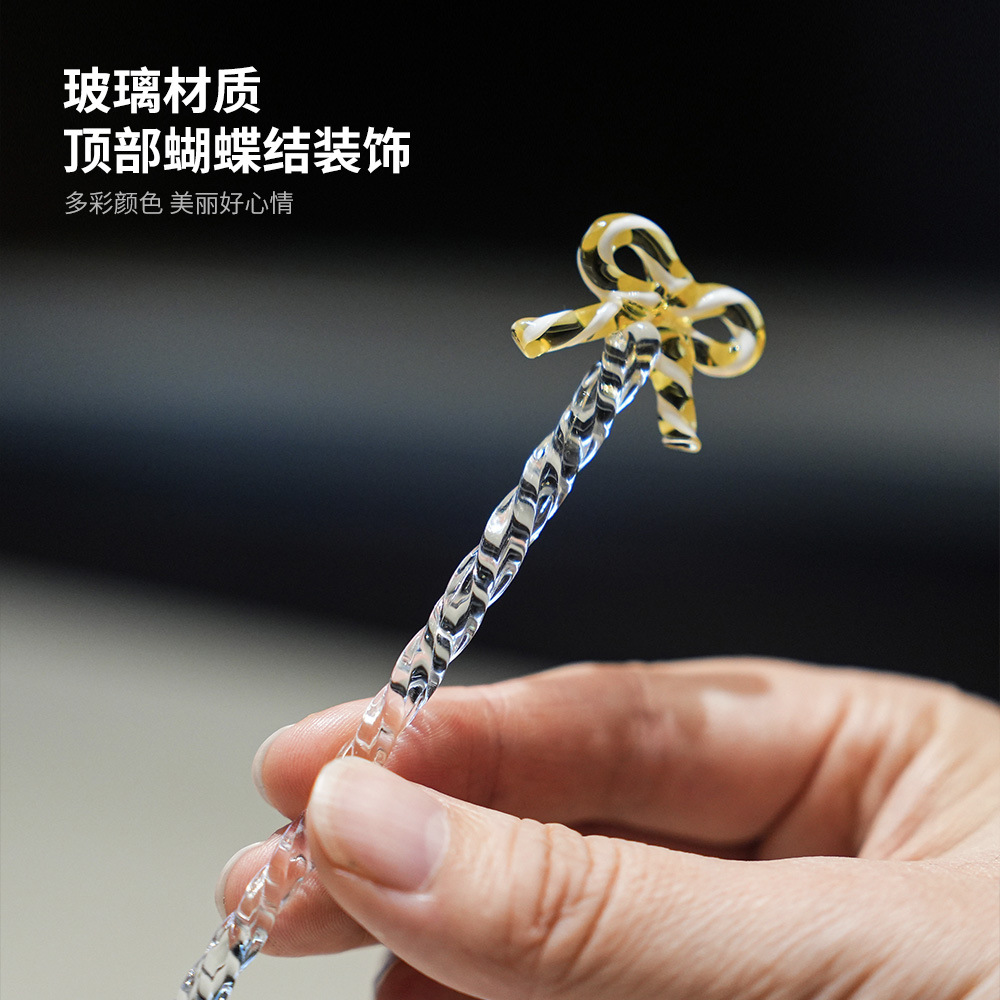 Cuchara de café de arco creativo cuchara de vidrio de colores adorable cuchara de helado de arco postre cuchara de café batida