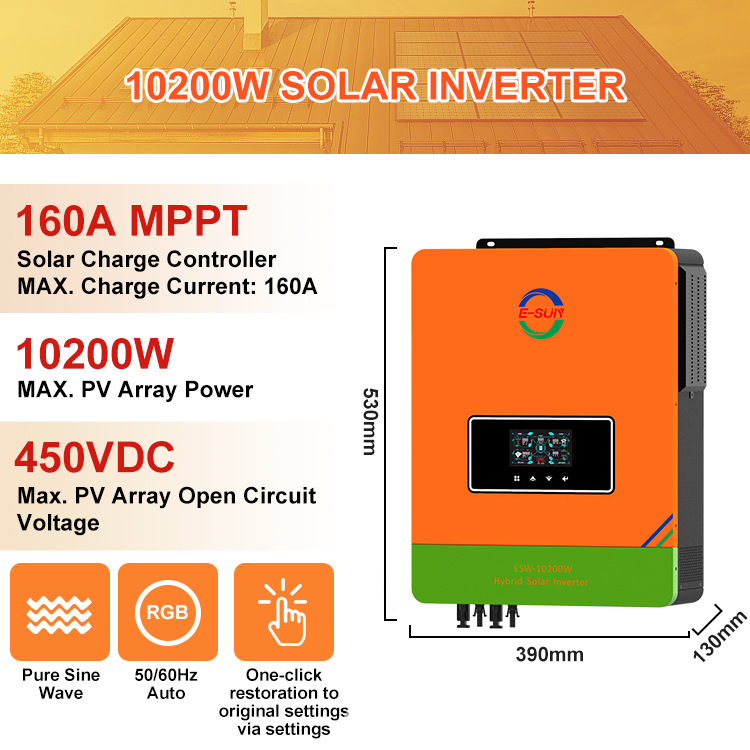 Inverter solar fotovoltaico de alta frecuencia de 10KW almacenamiento de energía fotovoltaica fuera de la red