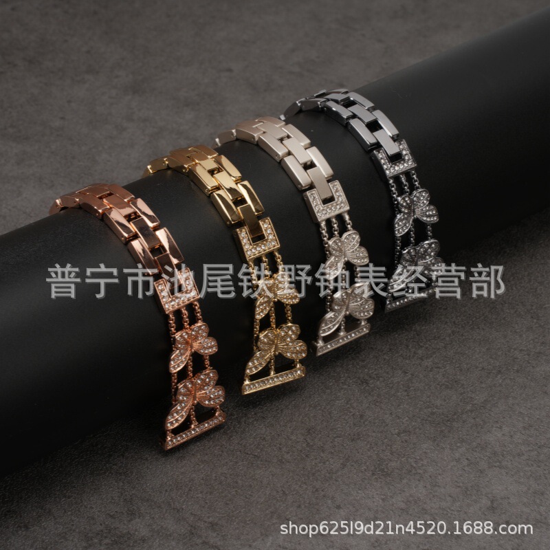 Suitable for Huawei Gt4 Watch Strap Apple Butterfly Style Diamond-Encrusted Honor Watch 4 Metal Fashion Wristband Bracelet Strap Suitable for Huawei Gt4 Watch Strap Apple Butterfly Style Diamond-Encrusted Honor Watch 4 Metal Fashion Wristband Bracelet Strap