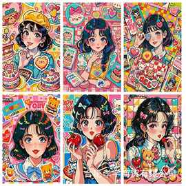 钻石画满钻美少女卡通图片钻石绣diy圆钻十字绣手工贴钻画家居装