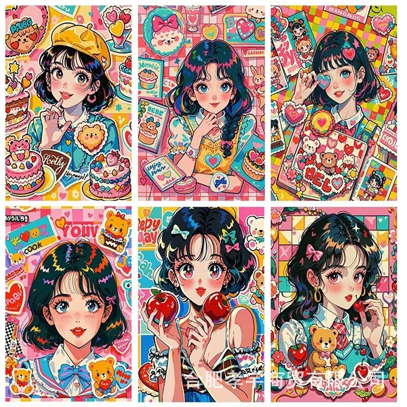 Diamond Painting Full of Diamonds Beautiful Girl Cartoon Picture Diamond Embroidery DIY Round Diamond Cross Stitch Handmade Diamond Painting Home Decoration
