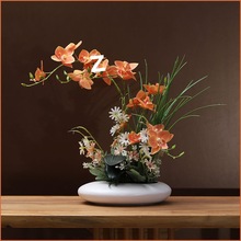 蝴蝶兰仿真花盆栽假花插花套装客厅玄关前台酒店桌面花艺装饰