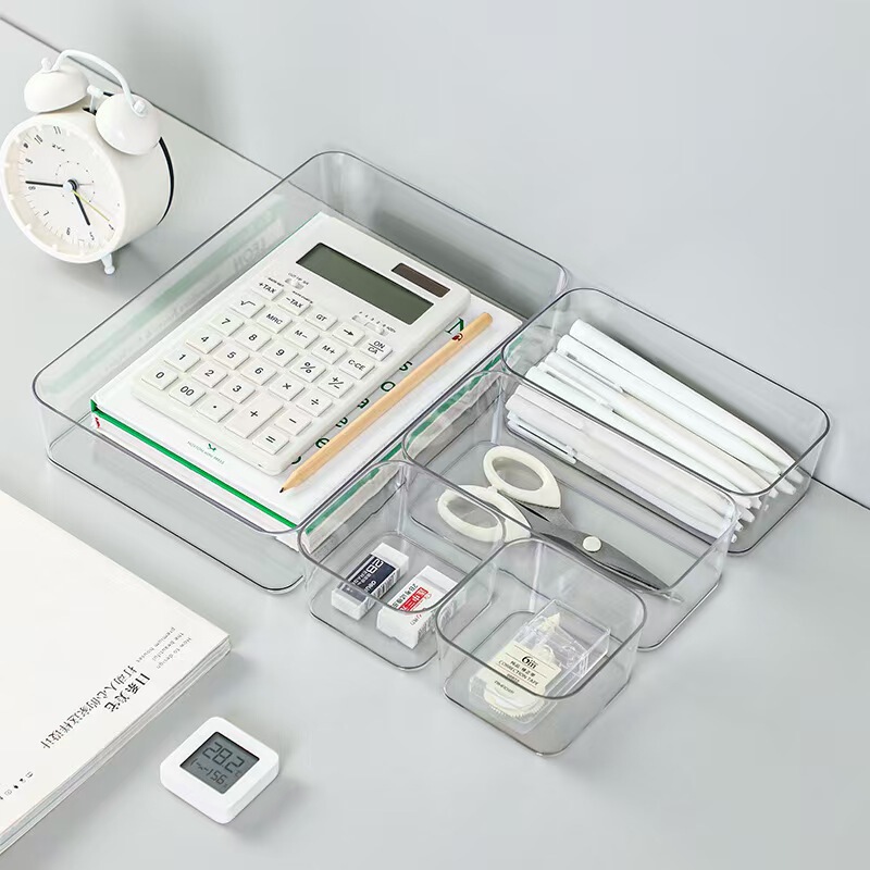 Drawer Compartment Storage Box Desk Cabinet Built-In Stationery Pen Rectangular Plastic Desk Organizer Small Storage Box