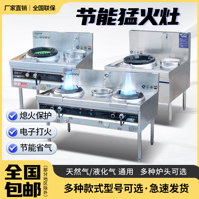 High-Power Gas Stove Energy-Saving Single/Double Burner Stainless Steel Gas Stove for Kitchen Natural Liquefied Gas Stove Restaurant Stove Silent Operation