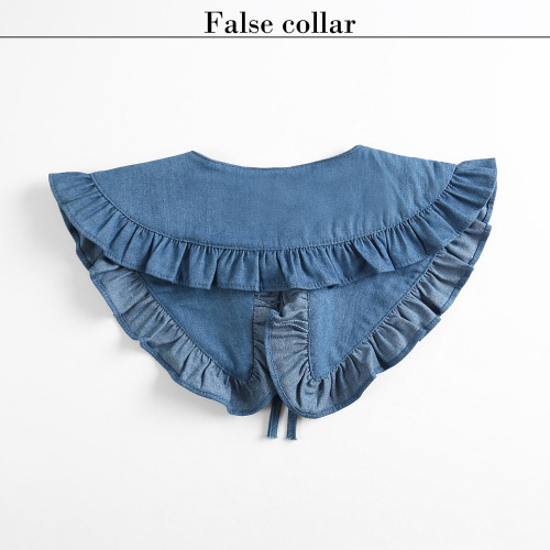 Korea Dongmen autumn new fashion temperament doll collar fake collar ruffled lace shawl denim fake collar