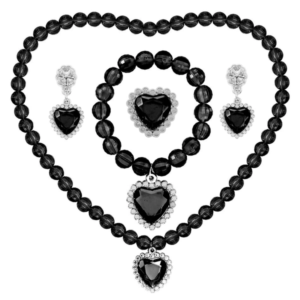Black necklace, set, 4 piece set