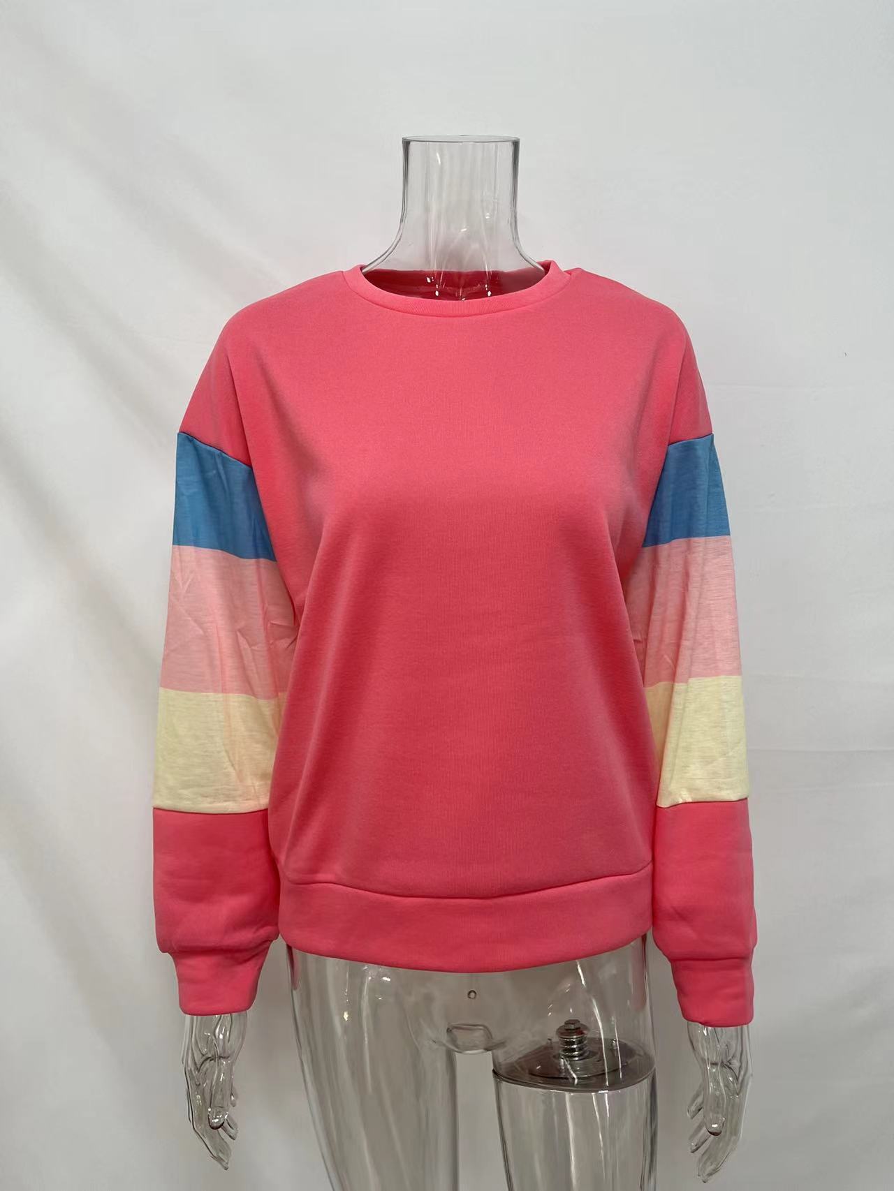 Women's Hoodie Long Sleeve Hoodies & Sweatshirts Patchwork Fashion Rainbow display picture 3