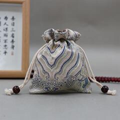 手刺繍錦嚢二重ロープ束口文遊袋小福袋ジュエリー収納小布袋