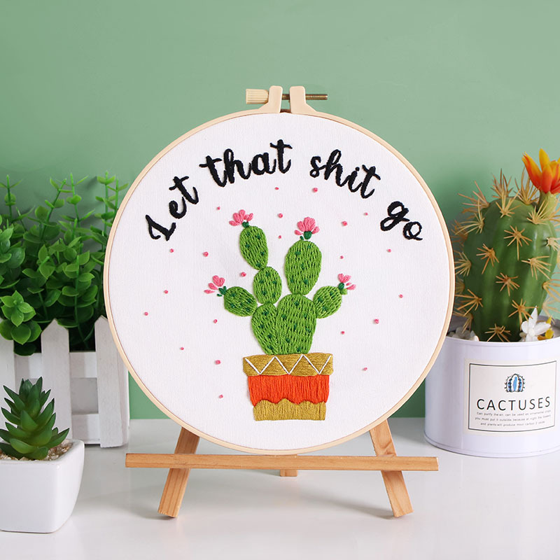 Nuevo paquete de material de bordado original DIY flores de palma cactus flores letras inspiradoras transfronterizas en inglés