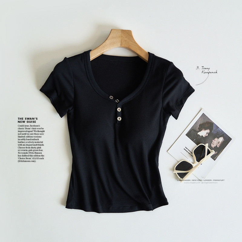 アメリカンレトロデザインニット半袖Tシャツ女性用2025新しい夏のホットガールスリムボトムストップ|undefined