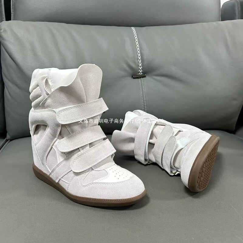 Cross-border version, 2026 new style: European and American style, invisible inner height-increasing 8cm women’s shoes, wedge heel, Velcro closure, color-blocked casual sneakers Cross-border version, 2026 new style: European and American style, invisible inner height-increasing 8cm women’s shoes, wedge heel, Velcro closure, color-blocked casual sneakers