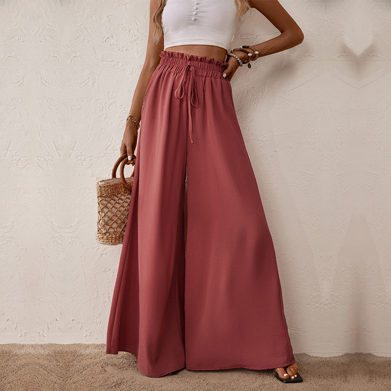 Solid Color Large Trumpet Wide Leg Pants_voghion.com