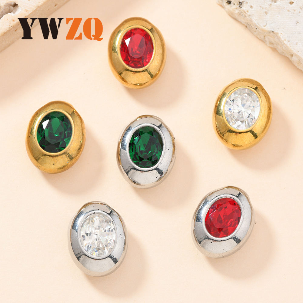 Colgante único de venta transfronteriza accesorios de acero inoxidable accesorios de collar de zircón de color oval accesorios DIY de lujo ligero