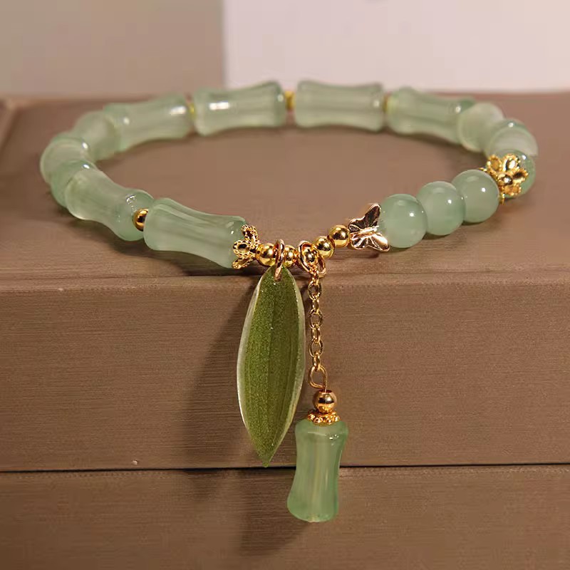 Liquidez de lujo estilo chino nuevo bambú pulsera de jade pulsera retro de alta calidad pulsera de pulsera para dar a una amiga regalos