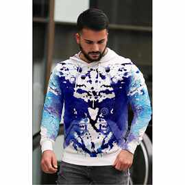 七彩骷髅系列图片 you route 3D印花情侣带帽卫衣可一件代发