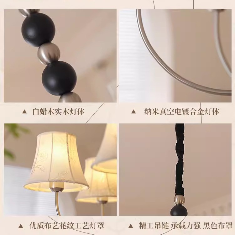 Luces de sala de estar francesas Luces de guardarropa de estilo Nanyang Luces de comedor antiguas Luces de tela de dormitorio de estudio retro americano