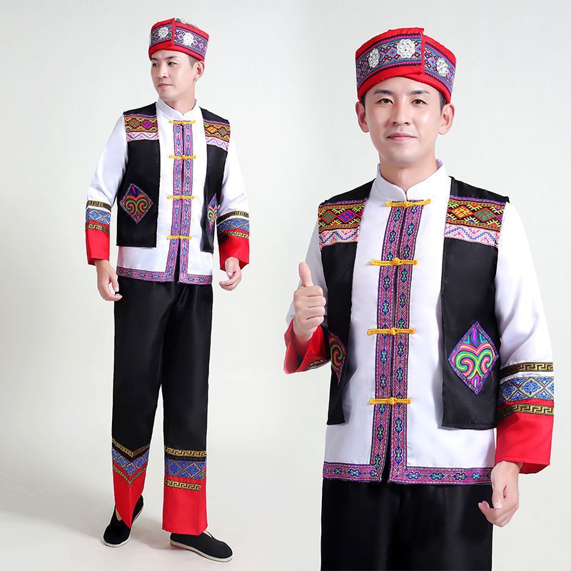 新款雲南少數民族服裝苗族土家族瑤族彝族舞蹈服飾壯族男演出服裝