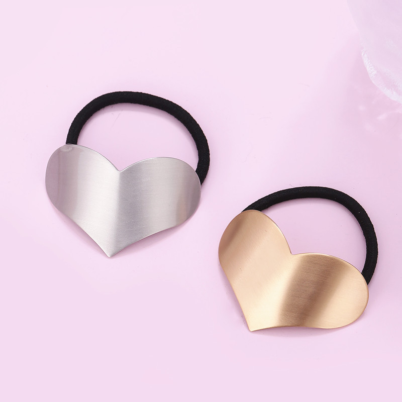 Europa y América Cola de Caballo hebilla banda de pelo lazo banda de goma amor simple aleación brillante gran melocotón corazón cabeza cuerda joyería