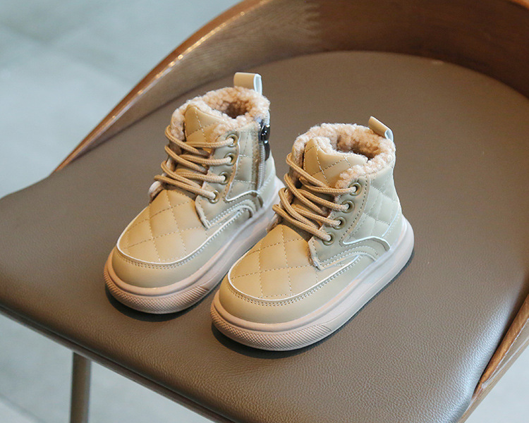 Lasten lyhyet saappaat Talvivauvat pojat ja tytöt Iso puuvilla brittiläinen lampaan turkki pieni ja keskikokoinen lasten_voghion.com