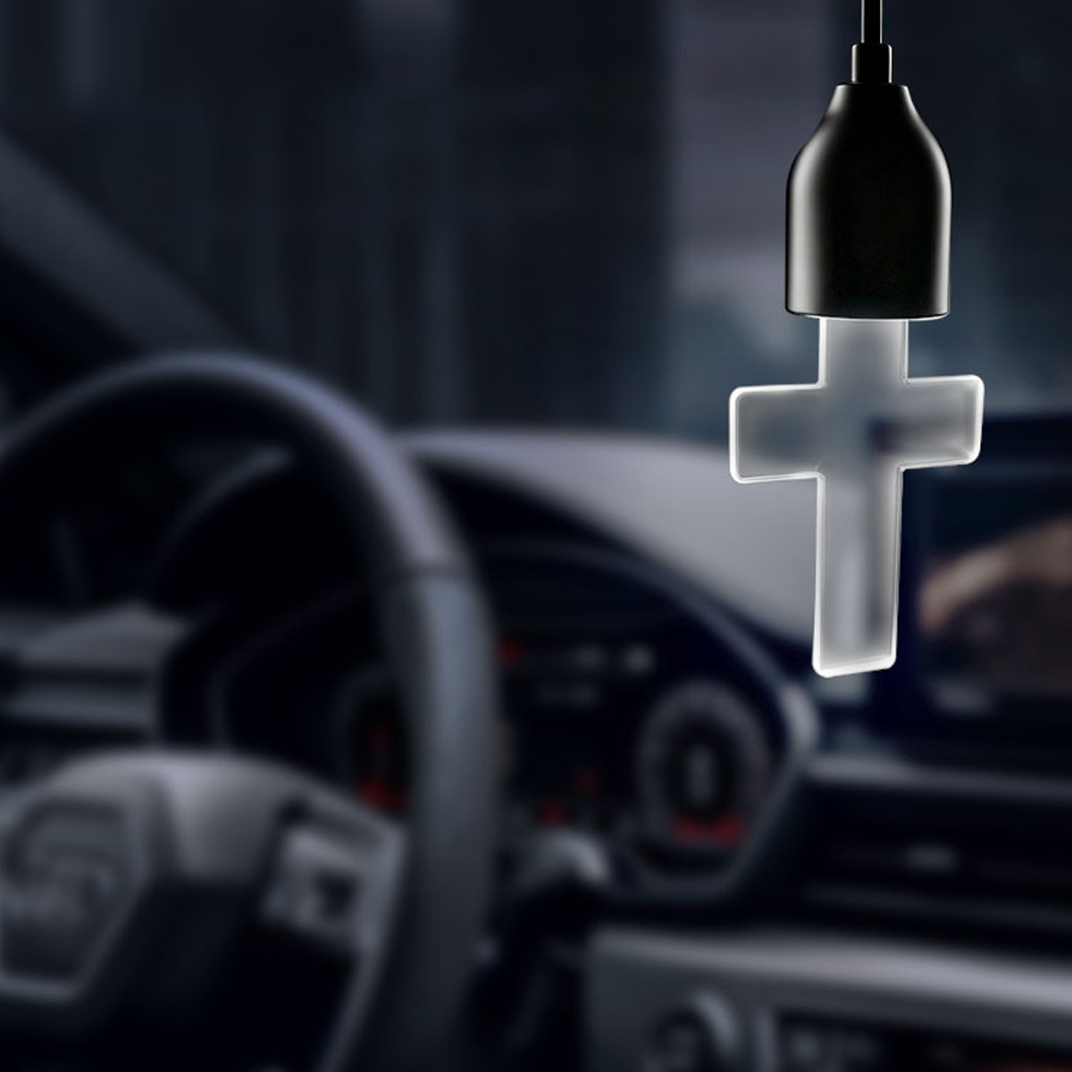 Cross-Border Popular Car Dashboard Cross-Shaped Ambient Light, Dual-Color Decorative Led Display Light, Blessing Protection
