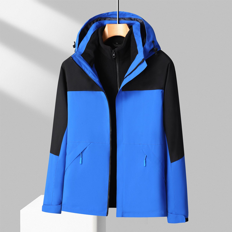 Ropa de asalto de otoño y invierno al aire libre 3 en 1 desmontaje de terciopelo de zorro plateado calentamiento de dos piezas bordado logotipo de ropa de trabajo personalizada