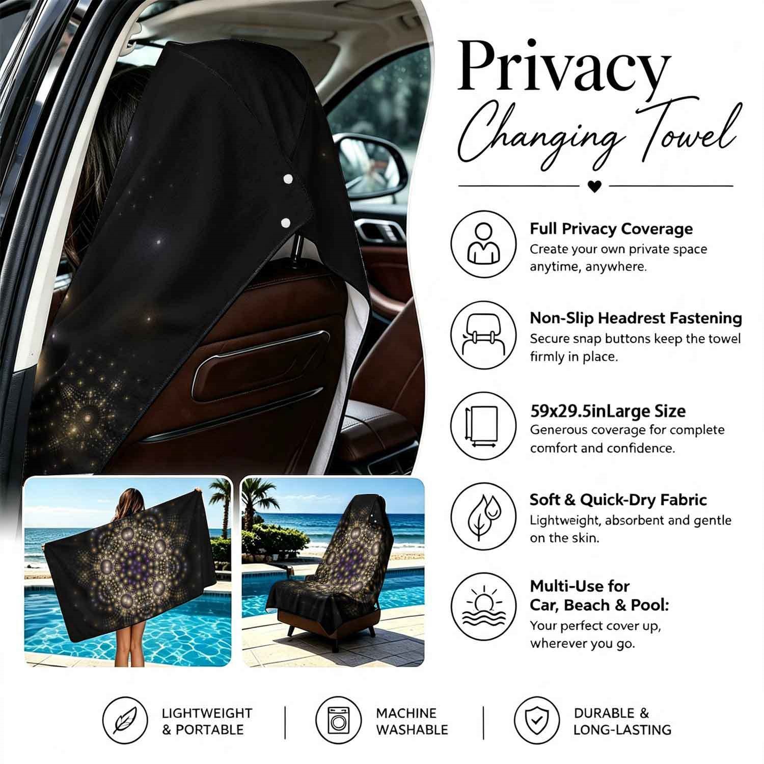 Geometric Bath Towel Car Seat Cover 2-in-1 Microfiber Outdoor Beach Car Dual-Use Universal Seat Cushion