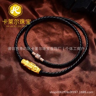 Shuibei Gold 999 Pure Gold Dzi Bead Bracelet 3D Hard Gold Xizang Nine-Eyed Long Barrel Bead Pendant Gift Hot Style Dropshipping