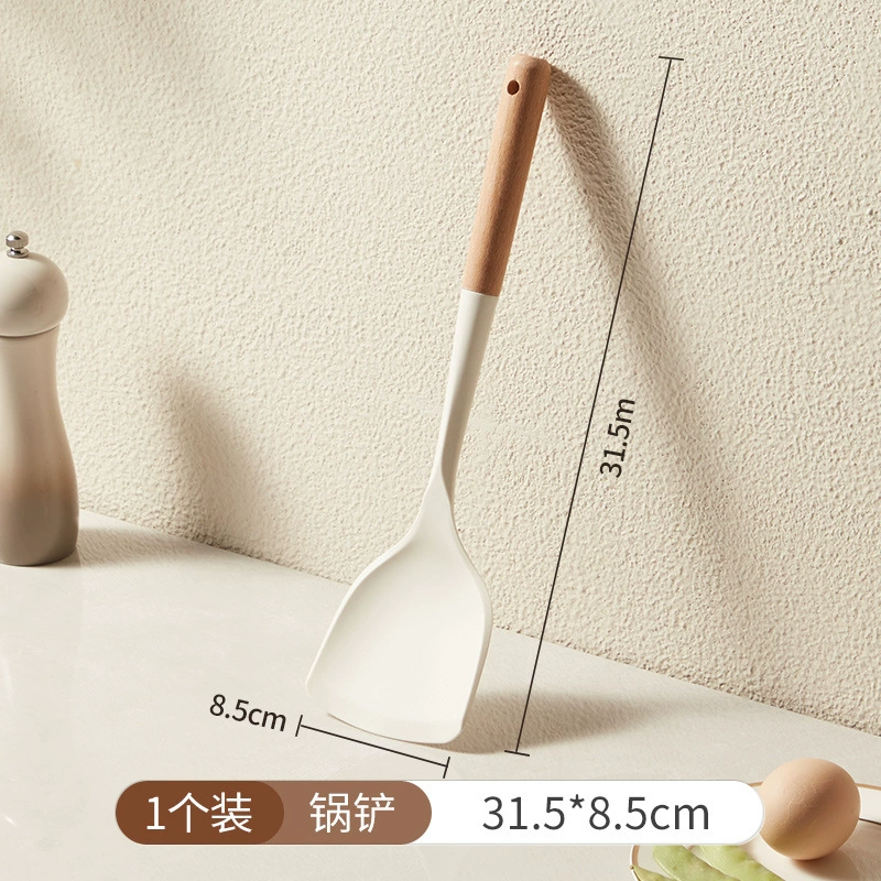 [Hen Doudou C] Посуда Silicon glue spatula sleeve sleeve суповая ложка кухонные принадлежности дерево ручка антипригарная кастрюля специальная