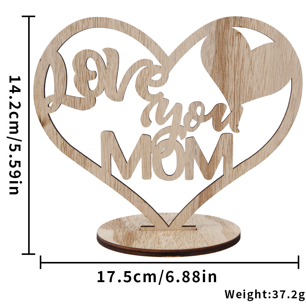 Nuevo Día de la Madre artesanía de madera hueco amor letras adornos del Día del Padre decoración de escritorio para el hogar
