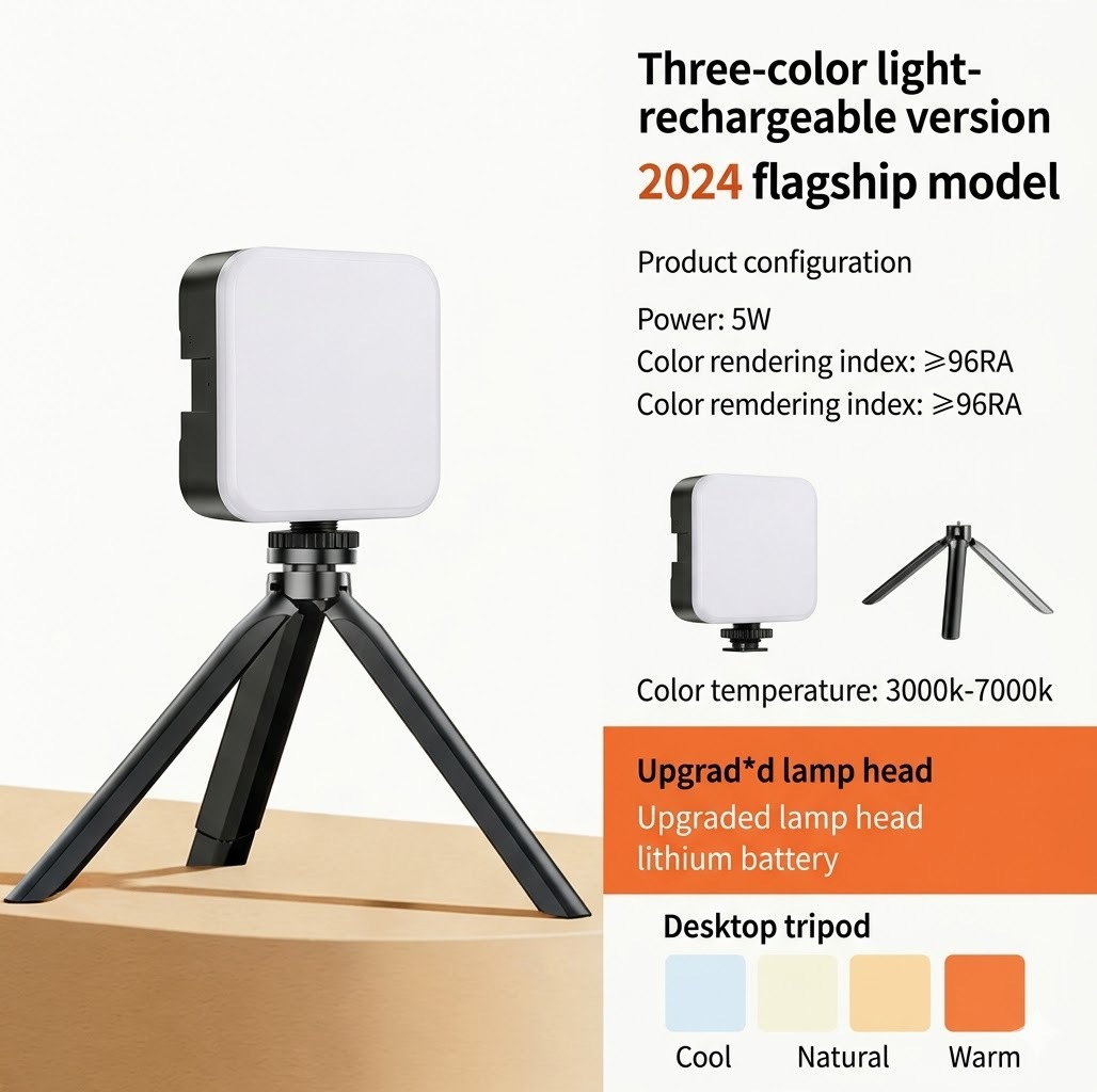 Lámpara de bolsillo mini portátil de tofu portátil de foto selfie fotográfica RGB iluminación de luz al aire libre image 15