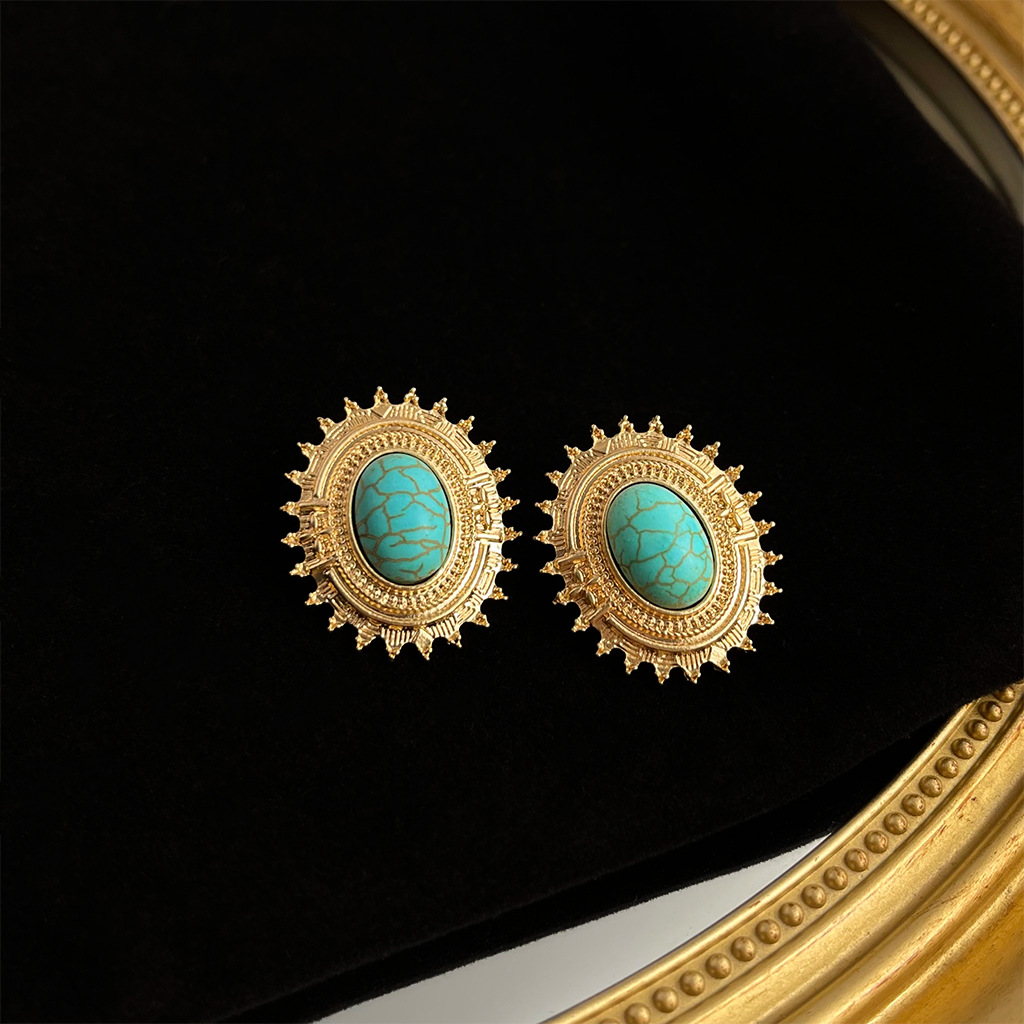 Orecchini a lobo vintage con turchese per donna argento_voghion.com
