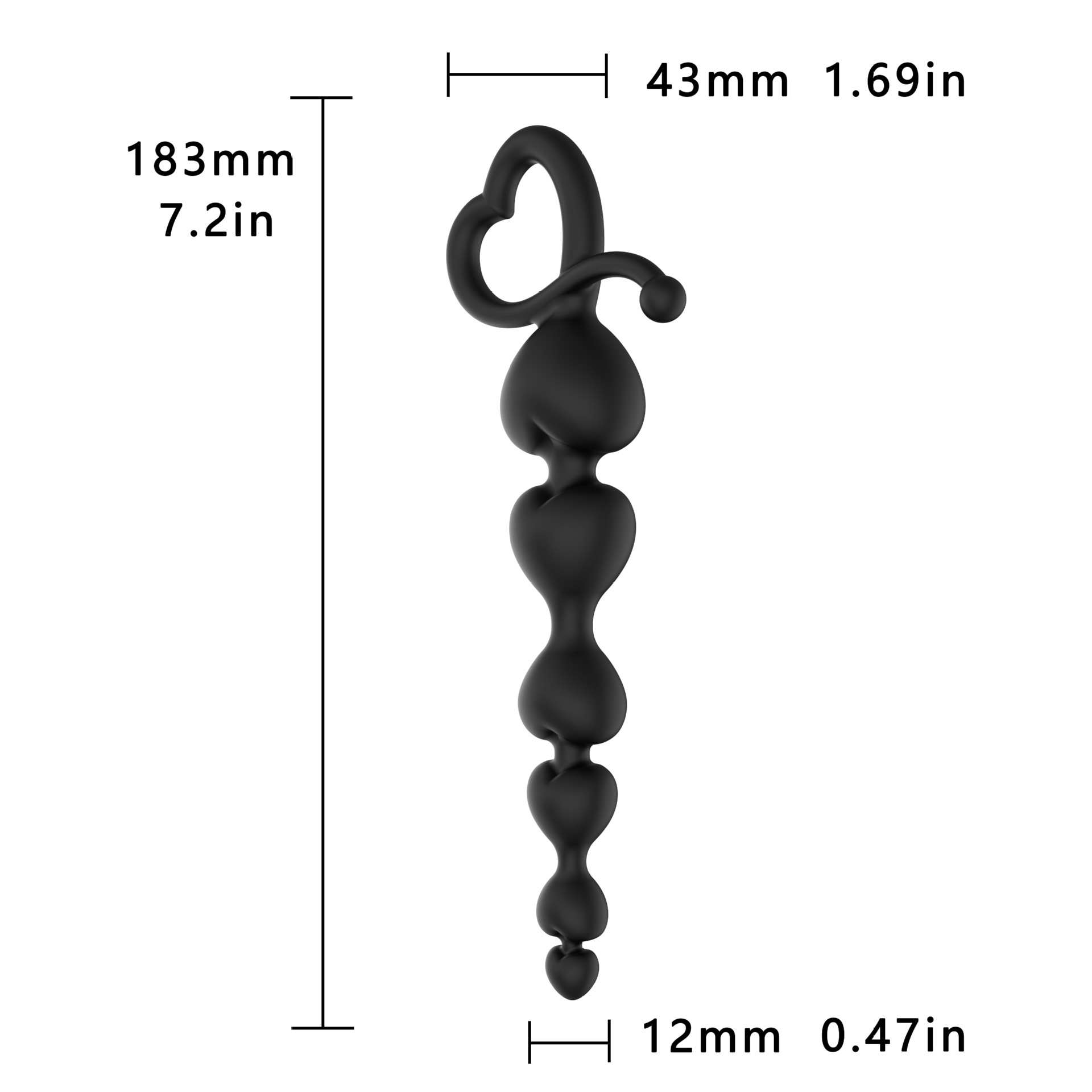 Silicone Heart-Shaped Anal Plug with Bead Design, Manual Non-Vibrating Anal Trainer, Body-Safe Silicone — detail image 3