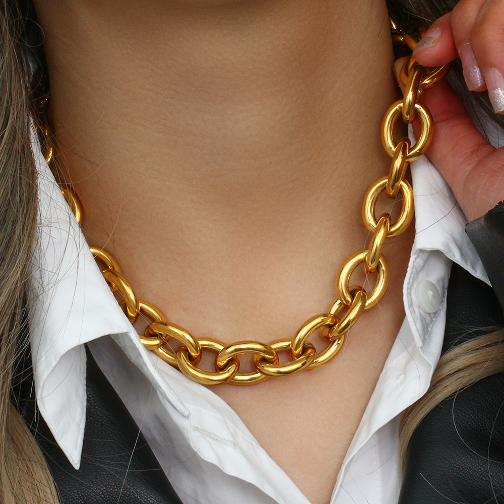 Mode Geometrisch Rostfreier Stahl Überzug Vergoldet Halskette display picture 4