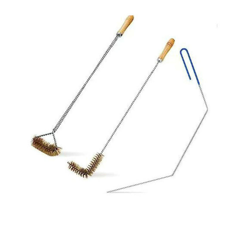 Cross-Border Long-Handled L-Shaped Frying Pan Cleaning Brush, Manual Barbecue Grill Brush, Double-Headed Copper Wire Brush for Stubborn Grease Cleaning