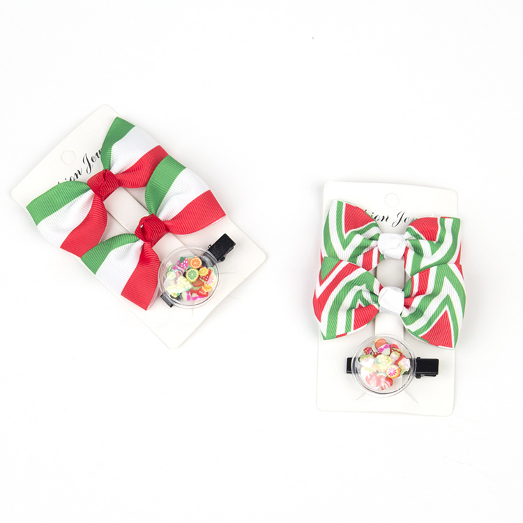 Wholesale Bows Christmas Color Stripe Children's Hairpins 3 Pieces Set Nihaojewelry display picture 19