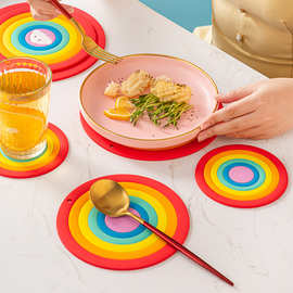 亚马逊厨房耐热盘垫餐桌云朵彩虹隔热垫防烫碗垫个性餐垫锅垫杯垫