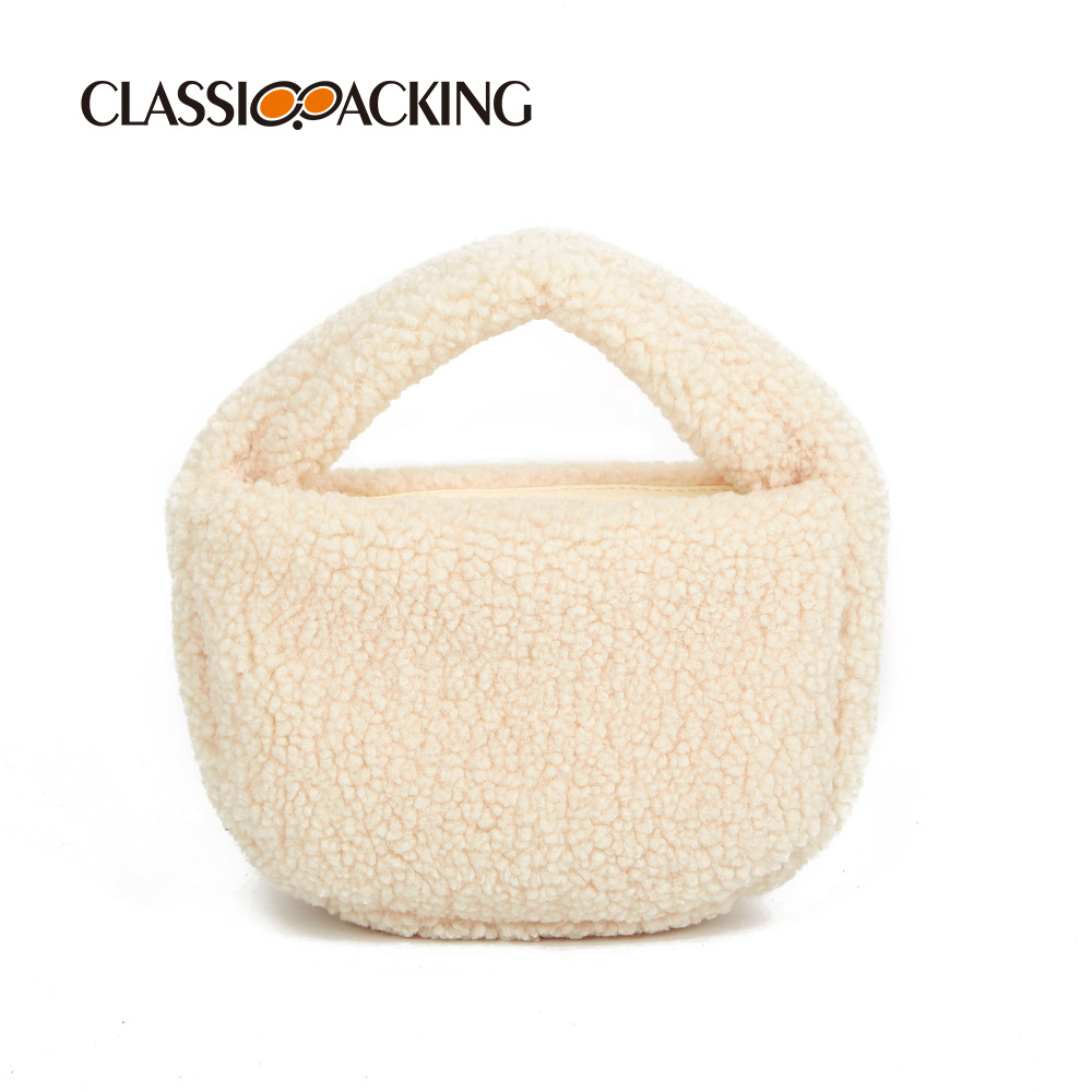 2025 otoño e invierno nuevo estilo de alta gama bolso femenino de felpa color caramelo bolso de mano de moda bolso de lana bolso de piel bolso de lingote