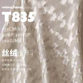 秋冬新款水波纹仿醋酸压花工艺丝绒面料连衣裙布景服装布料T835