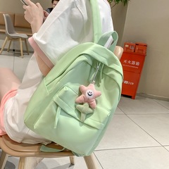 小清新時尚尼龍雙肩包2023新款軟萌高中生書包大容量休閒旅行包女
