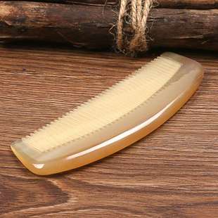 White Buffalo Horn Comb for Women with Long Hair, Genuine Natural Straight Hair Smoothing Household Massage Head Meridian Engraving Wooden Comb Pure